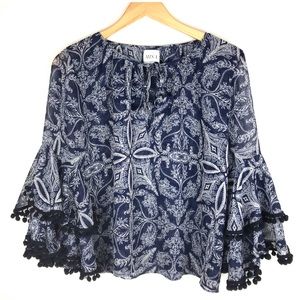 MISA Navy Print Top Size XS